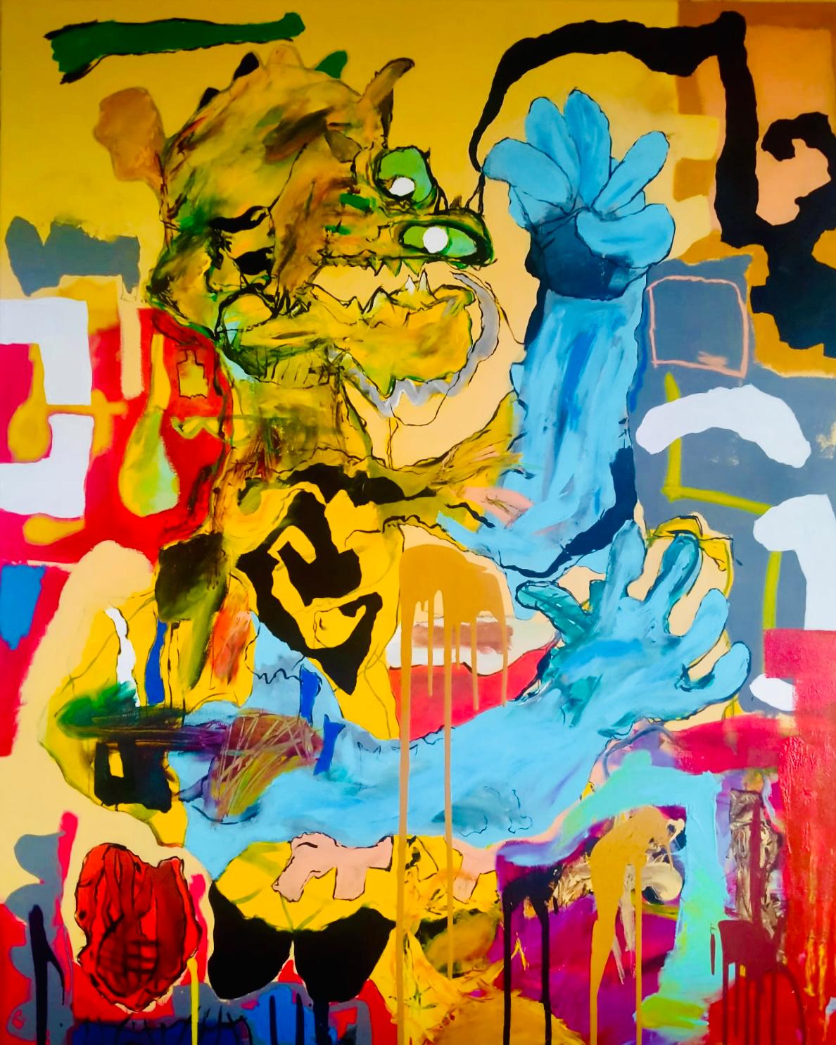 Gárgola (2023) – Acrílico sobre lienzo, 100×81 cm