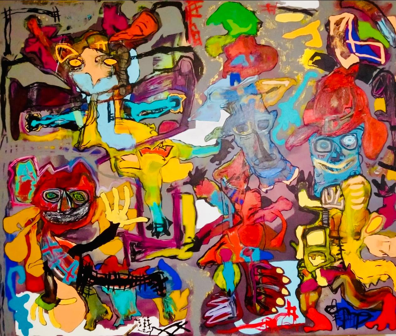 El baile y la locura (2023) – Acrílico sobre lienzo, 100×120 cm