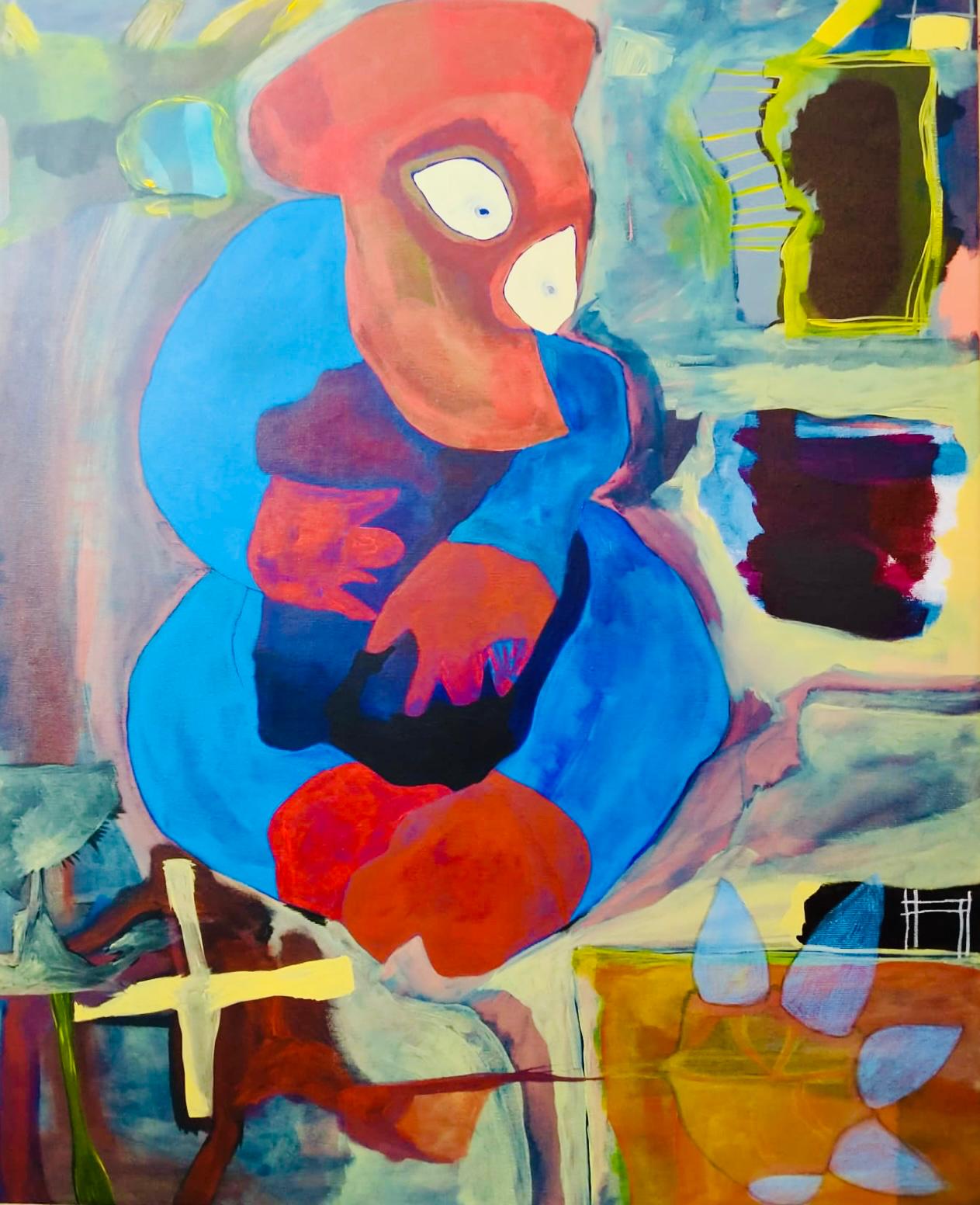 Timidez en rojo (2020) – Acrílico sobre lienzo, 60×73 cm