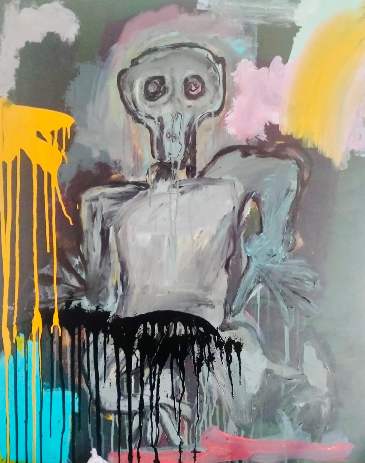 Enfado en negro (2021) – Acrílico sobre lienzo, 65×81 cm
