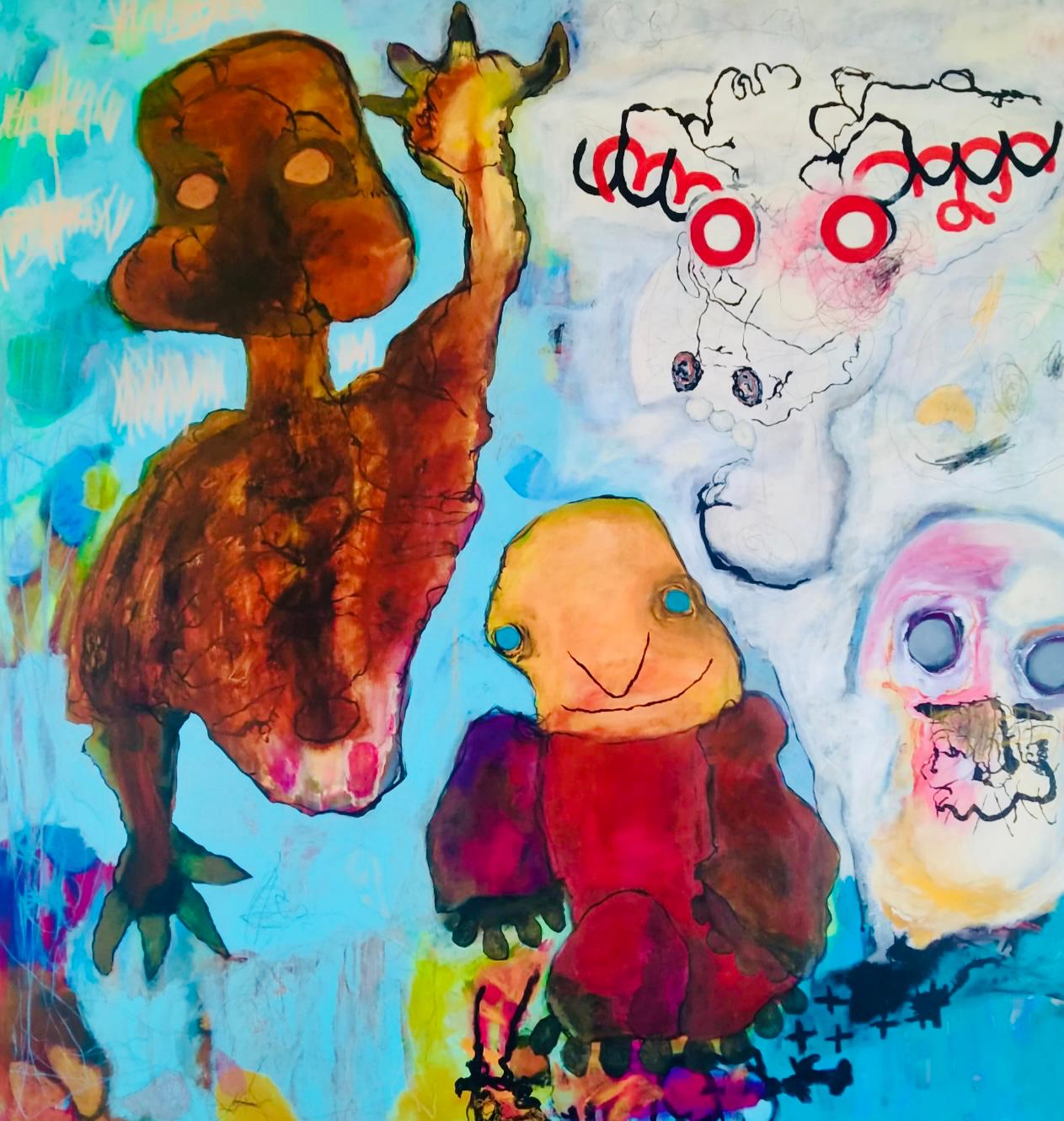 El Yin y el Yang (2021) – Acrílicos y pasteles al óleo sobre lienzo, 100×100 cm