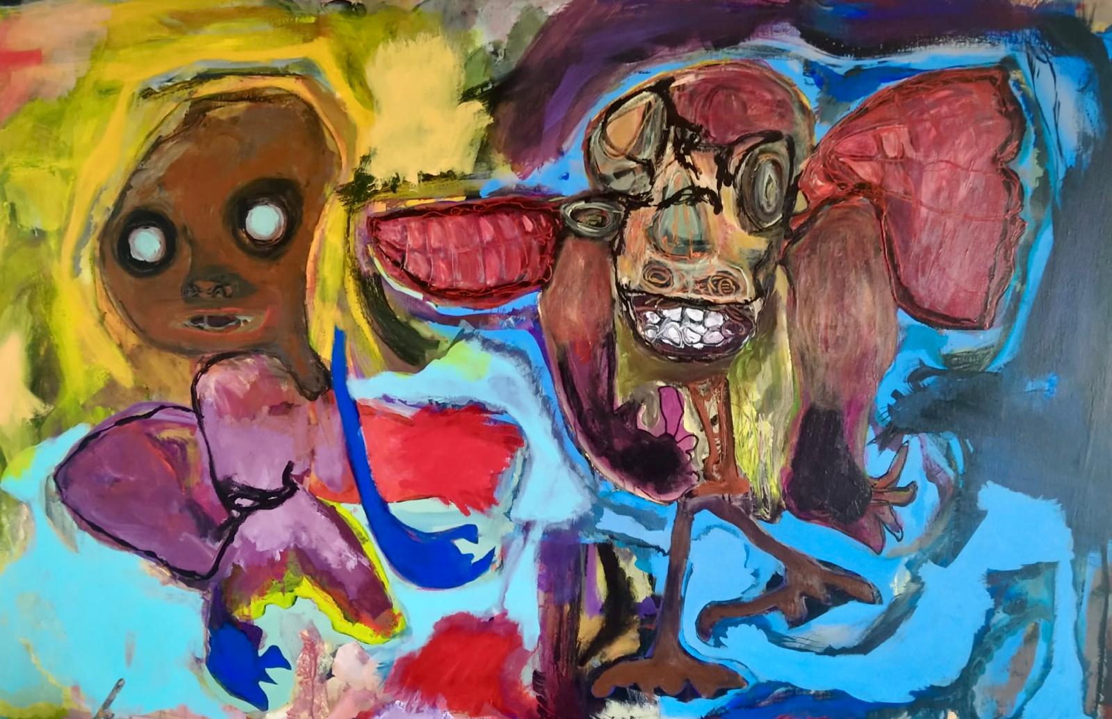 Distorsión N°2 (2021) – Acrílico sobre lienzo, 73×100 cm
