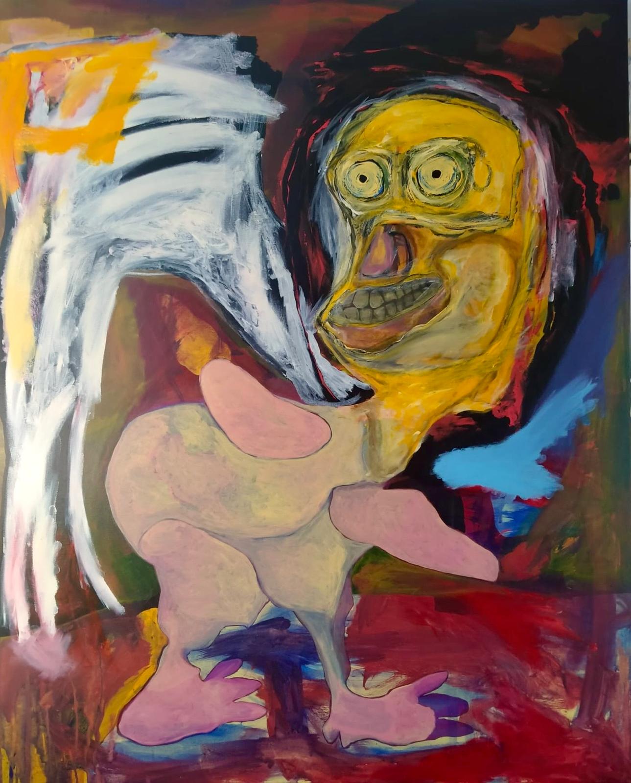 Como pollo con cabeza (2021) – Acrílico sobre lienzo, 100×81 cm